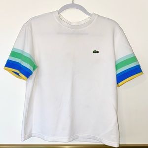 Lacoste Short Sleeve Waffle Knit Striped Cuff Loose Fit T-Shirt